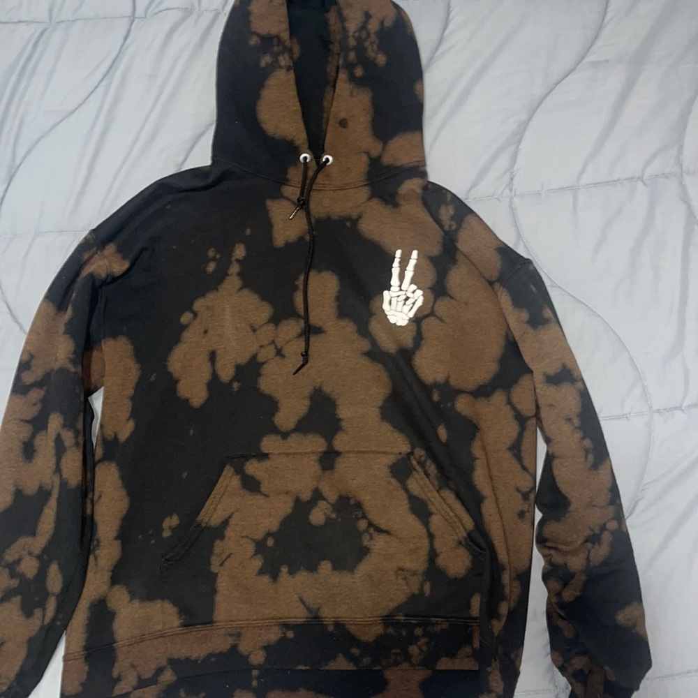 Large Black Moca bleached Hoodie